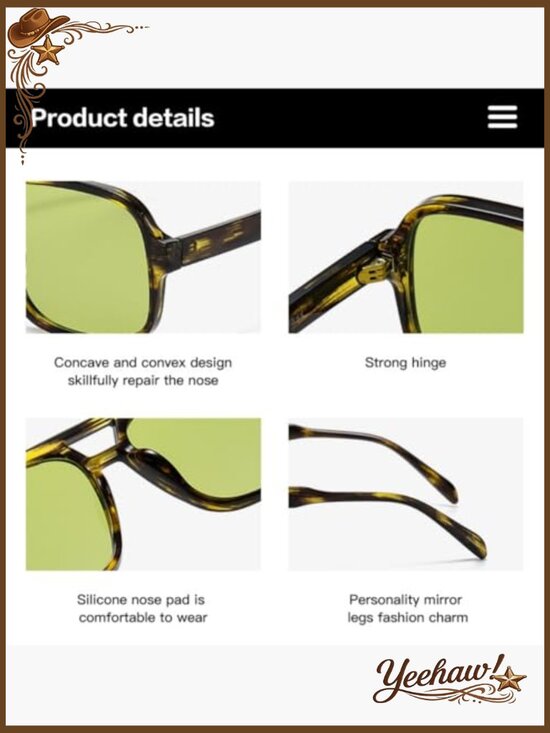 4 Pcs Retro 70s Square Aviator Sunglasses Oversized Trendy Shades main image 7